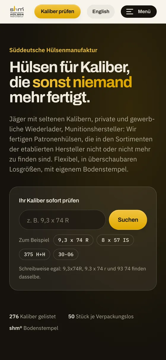 huelsenmanufaktur.de auf dem Handy