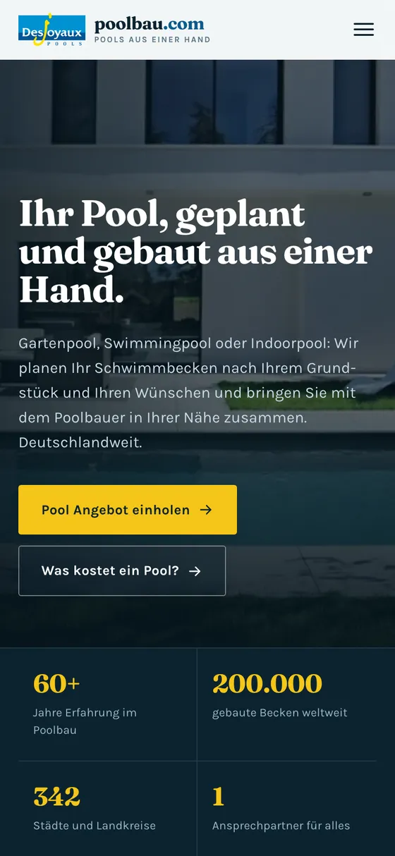 poolbau.com auf dem Handy